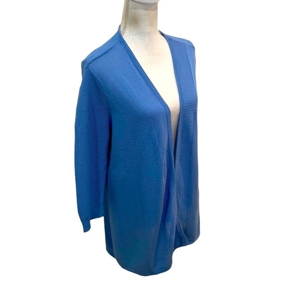 Chicos v neck longline open front lightweight periwinkle blue cardigan large - Picture 2 of 10